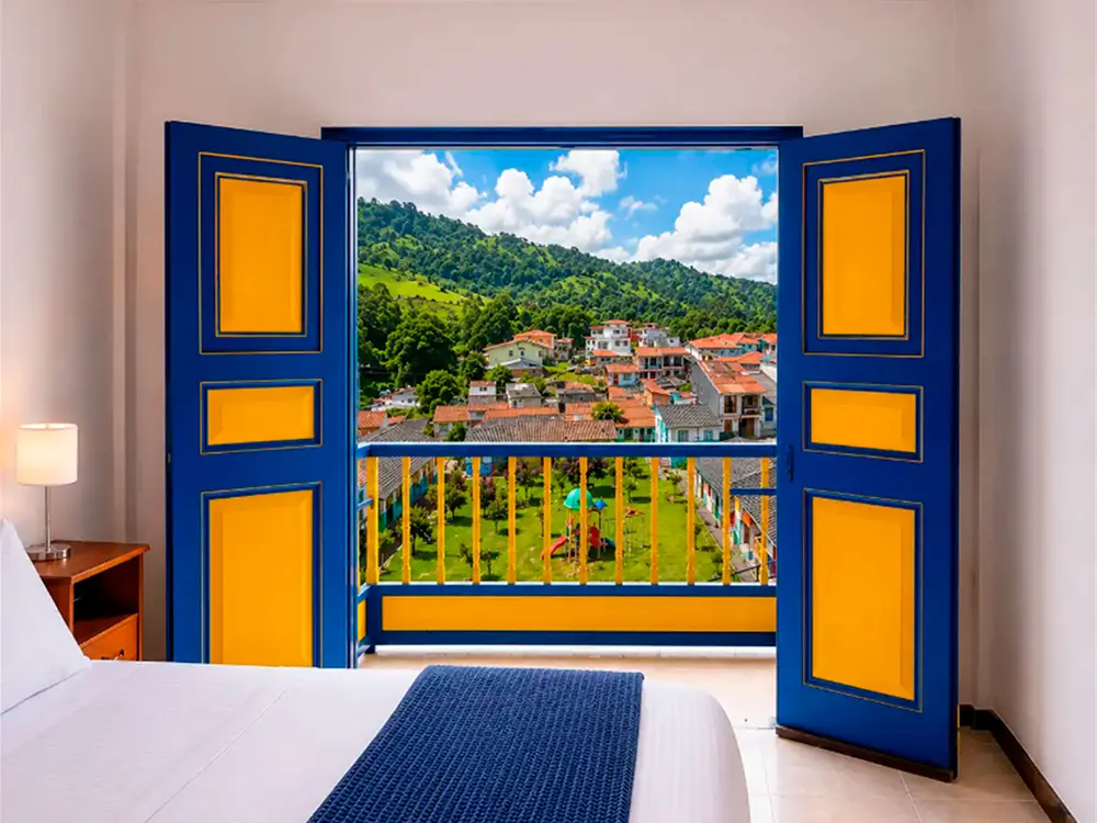 Balcón con vistas de habitación de Hospedaje Camino Real Salento